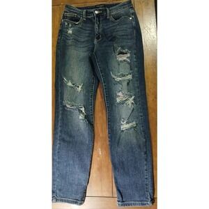 Judy Blue Jeans Boyfriend Fit Distressed Blue Denim Jeans Women's Size5/27 #249C